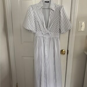 Striped White and Black Women's Dress